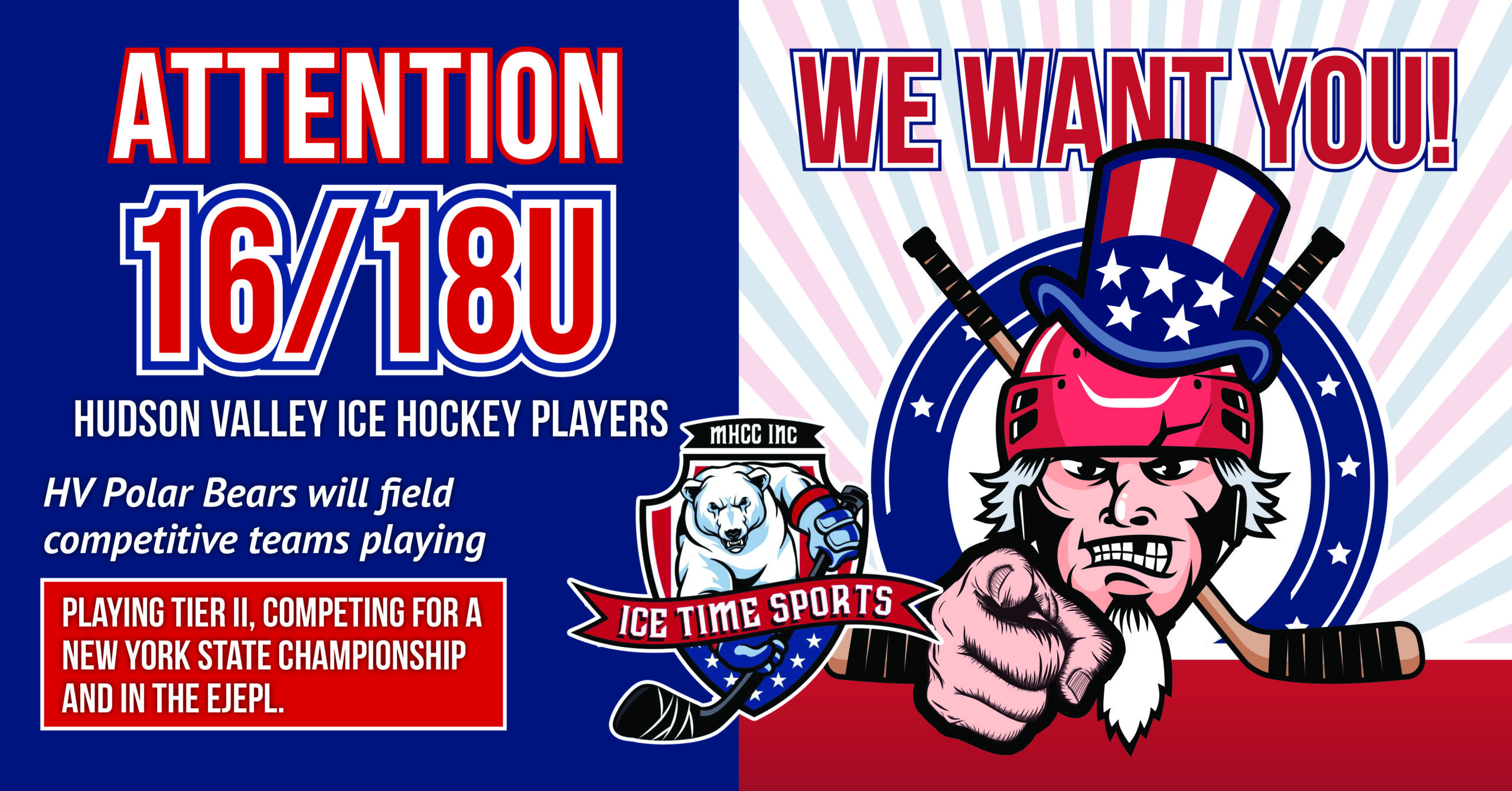 Attention 16/18U Hudson Valley Ice Hockey Players – WE WANT YOU!