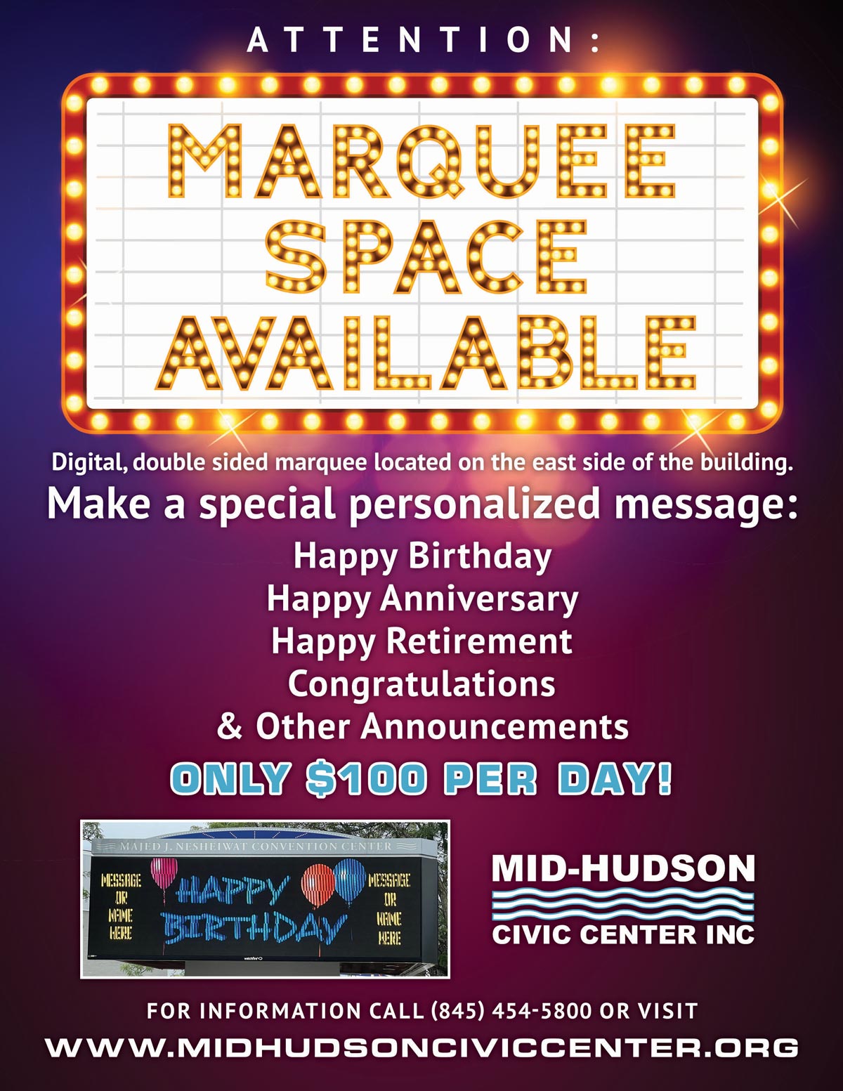 Marquee Space Available
